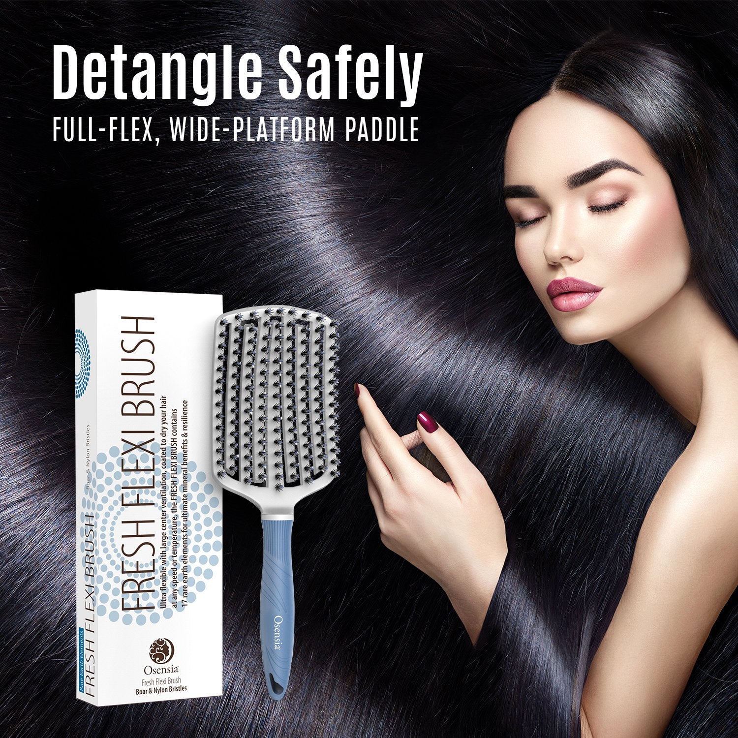 Large Flexi Detangling Brush - Boar +Nylon Bristles
