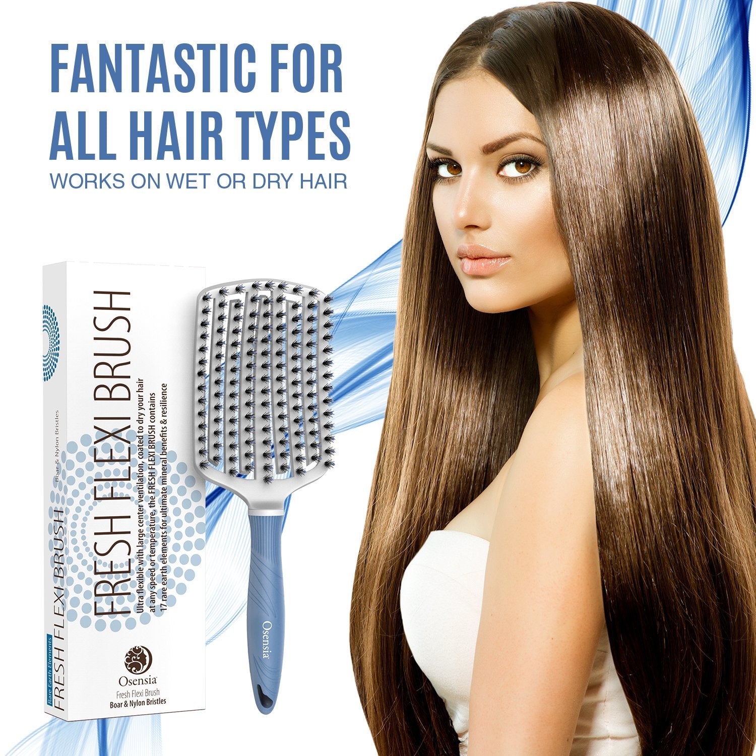 Large Flexi Detangling Brush - Boar +Nylon Bristles