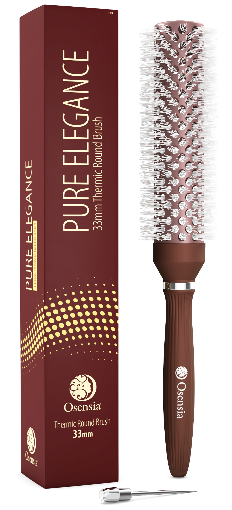 Long Ionic Ceramic Round Brush for Blow Drying - (1.3 Inch/ 33mm)