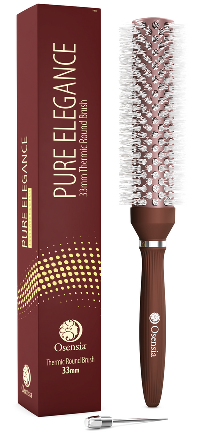 Long Ionic Ceramic Round Brush for Blow Drying - (1.3 Inch/ 33mm)