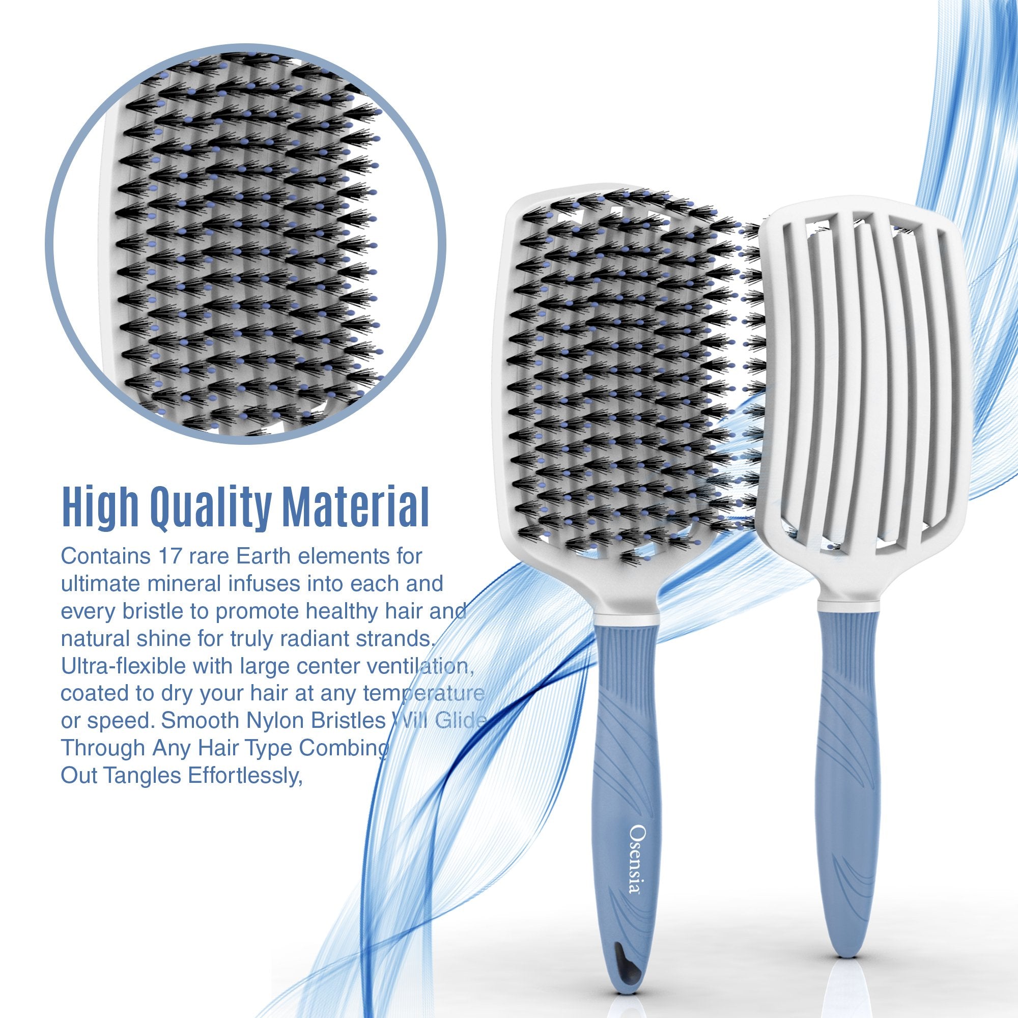 Large Flexi Detangling Brush - Boar +Nylon Bristles