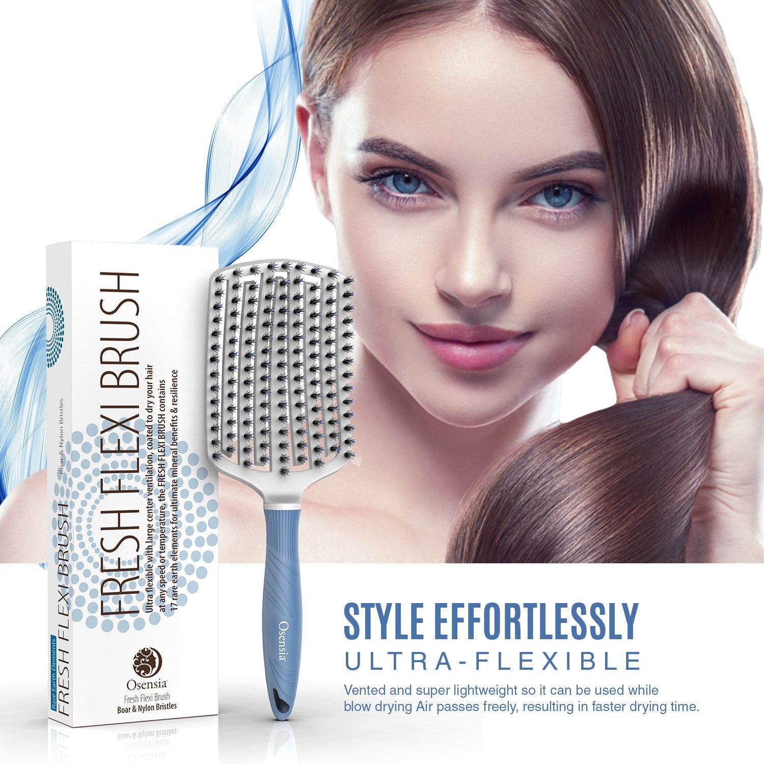Large Flexi Detangling Brush - Boar +Nylon Bristles