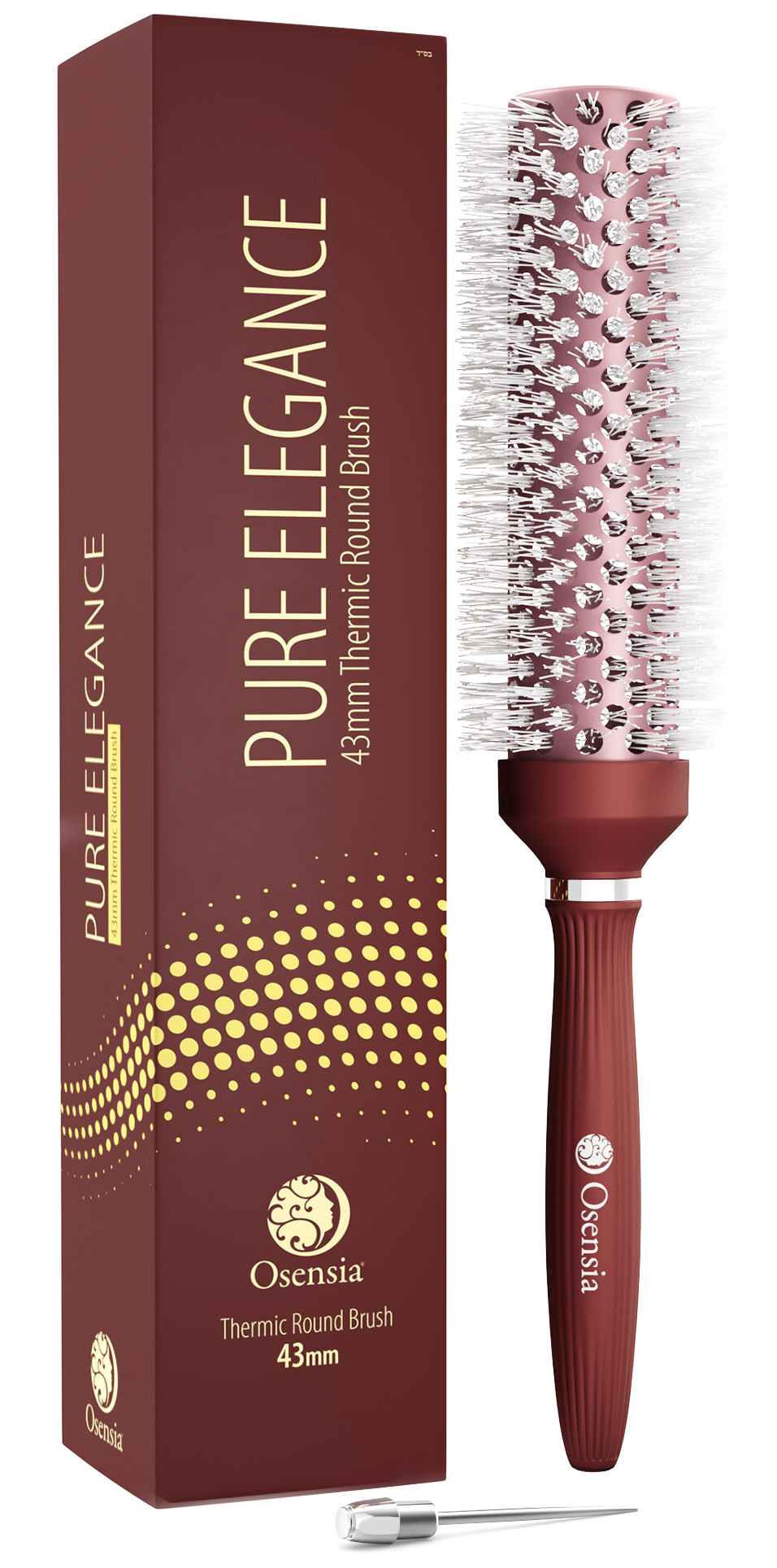 Long Ionic Ceramic Round Brush for Blow Drying - (1.7 Inch/ 43mm)