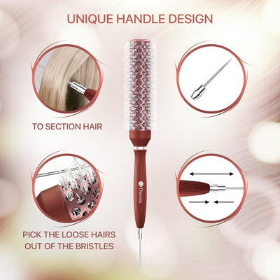 Long Ionic Ceramic Round Brush for Blow Drying - (1.3 Inch/ 33mm)
