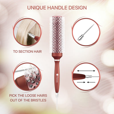 Long Ionic Ceramic Round Brush for Blow Drying - (1.7 Inch/ 43mm)
