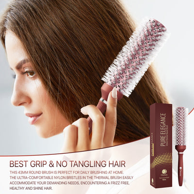 Long Ionic Ceramic Round Brush for Blow Drying - (1.7 Inch/ 43mm)